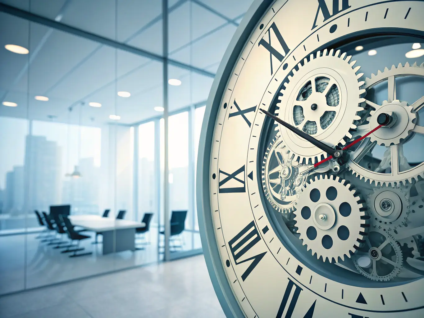 An image of a clock with the hands pointing to different hours, symbolizing 24/7 availability and constant support.