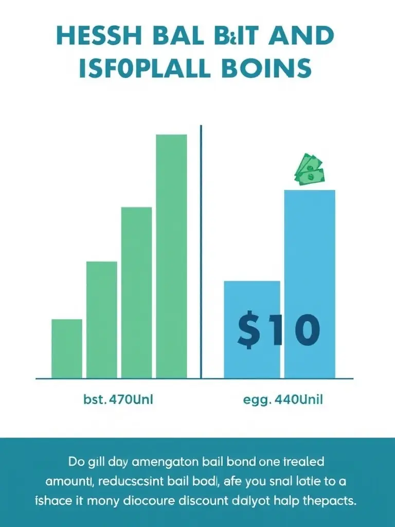 A clear infographic illustrating the cost savings of a discount bail bond compared to the full bail amount, highlighting the financial relief provided by BBBail.