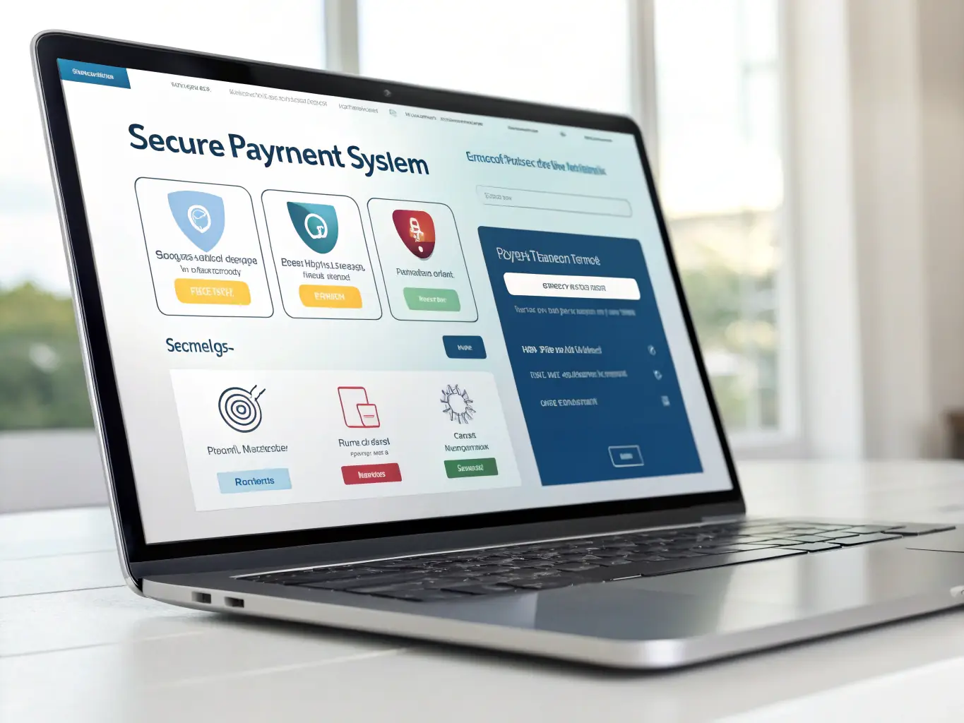 A secure payment gateway interface on a laptop screen, illustrating the safe and easy payment options available.