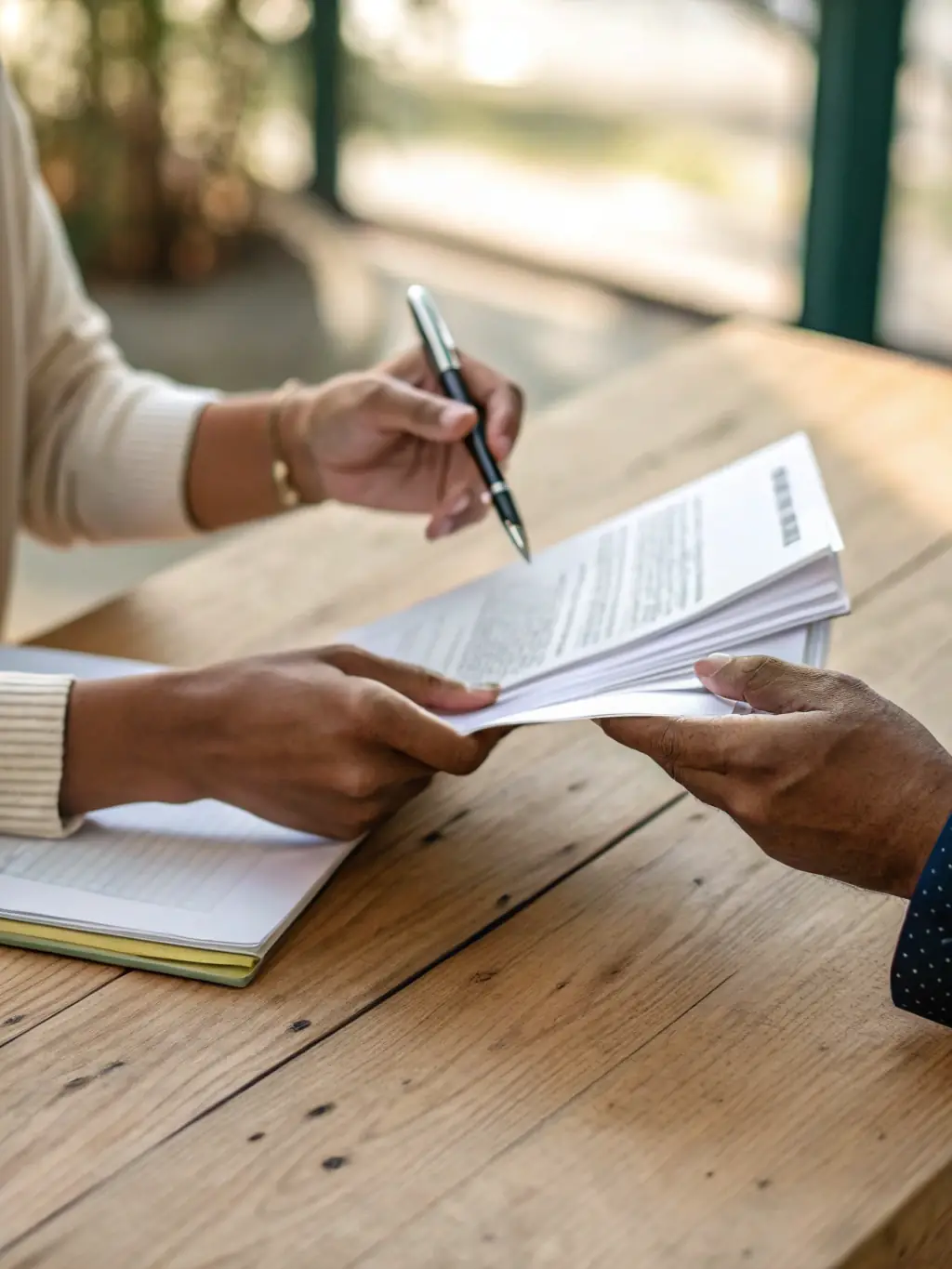 A blurred image of confidential documents being handled with care, symbolizing BBBail's commitment to protecting client privacy and maintaining discretion.